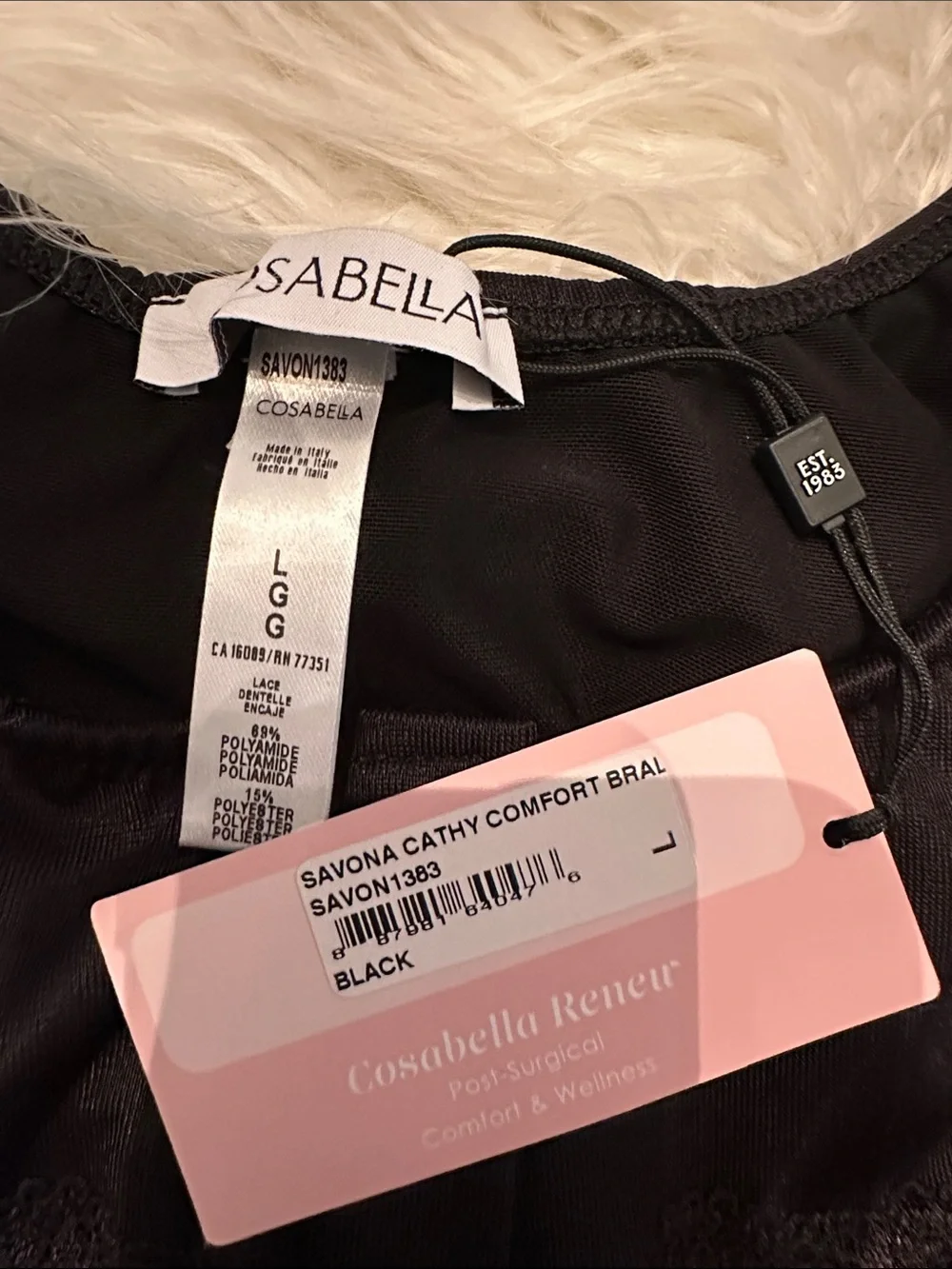 Cosabella Renew Post Surgical Comfort Savona Cathy Black Bralette Size Large